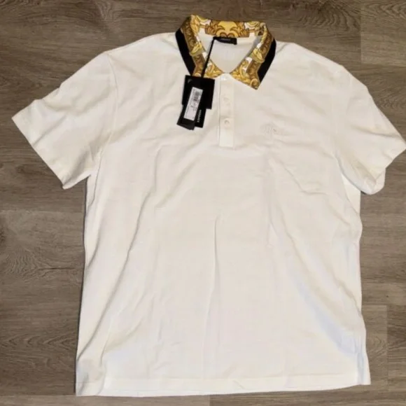 Versace Barocco Baroque Logo monogram polo tee shirt NEW - Picture 1 of 7